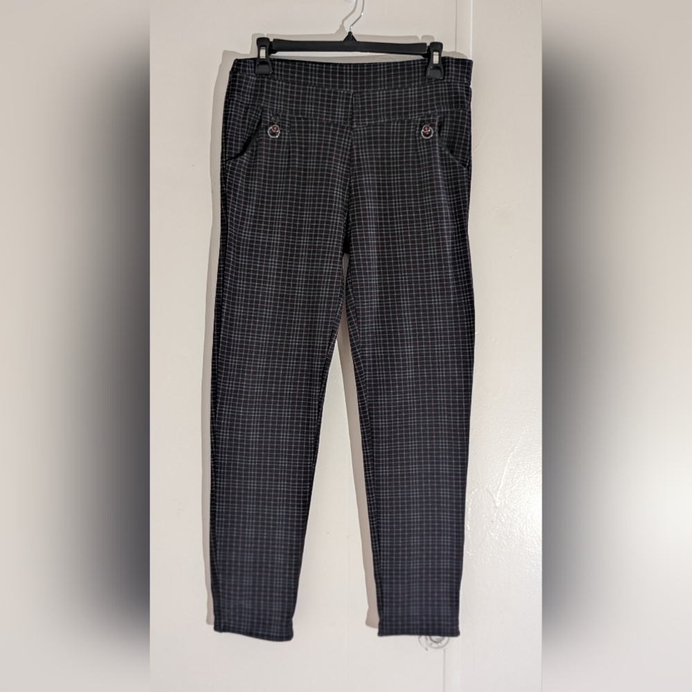 Women's Black Checkered Joggers With Cozy Warm Interior